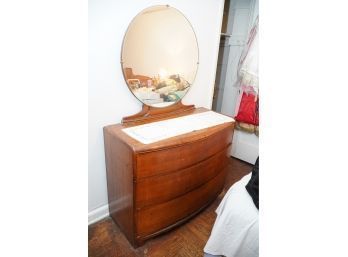 Nice Deco Dresser With Attached Round Mirror Solid Wood