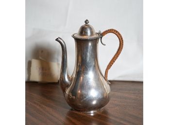 American Sterling Silver Demitasse Coffee Pot With Rattan Wrapped Handle