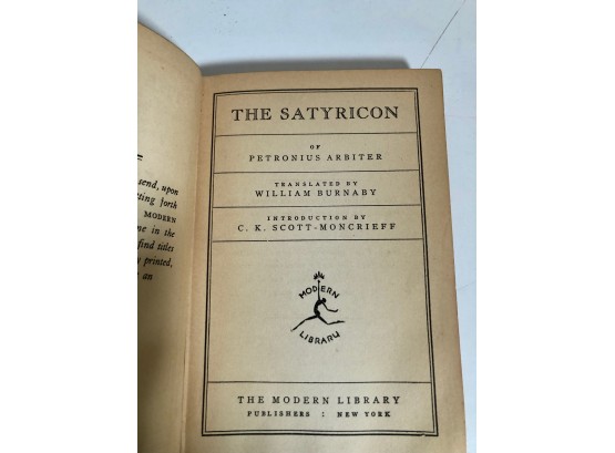 The Satryicon By Petronius Arbiter Translated By William Burnaby Modern Library