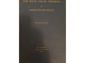 Theo Four Color Theorem First Edition 1977 By Joseph Miller Thomas RARE!