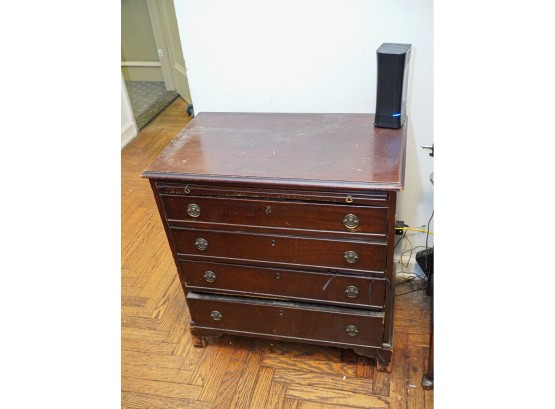 5 Drawer Mahogany Linen Chest With Retractable Writing  Surface