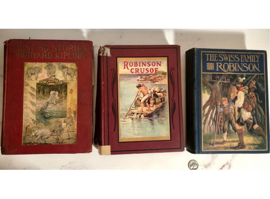Robinson Crusoe, Just So Stories By Ruyard Kipling And The Swiss Family Robinson
