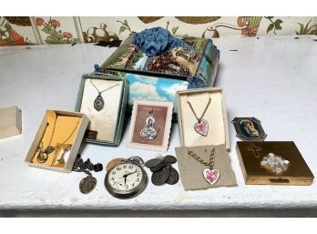 Lot Of Religious Charms Including Some Sterling Silver