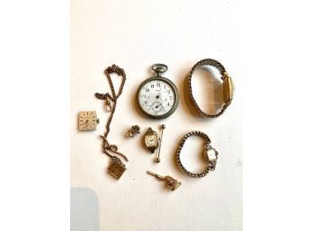 Lot Of Watch Parts And Watches Gruen, Wittnauer, Elroy, Benrus, Etc
