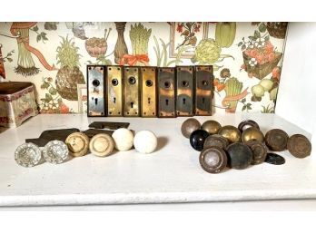 Multi Set Of Door Knobs And Back Plates, Crystal, Brass, Etc
