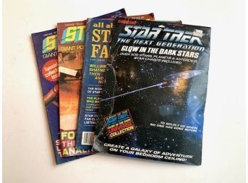 2 Stark Trek Posters! 1 Star Trek Glow In The Dark, Never Opened And 1 Star Trek Fan Clubs Magazine!