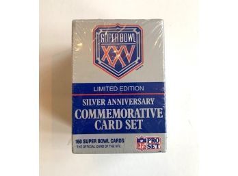 Super Bowl 25 XXV Commemorative Card Set Limited Edition Silver Anniversary