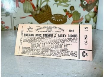 Ringling Brothers Barnum  & Bailey Circus Ticket 1968