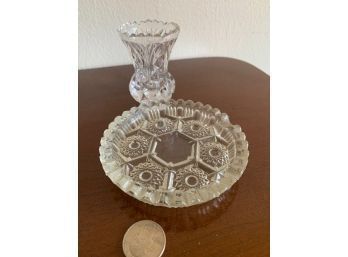 Crystal Ashtray And Toothpick Holder