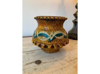 Hand Painted Vintage Planter Made In Mexico Approx 8'