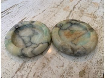 2 Varrigated Marble Ashtrays Approx 3 1/2' Each