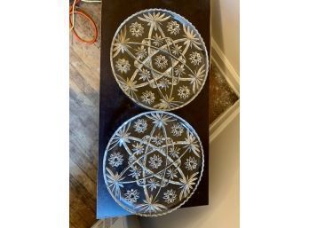 2 Large Crystal Serving Platters