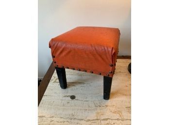 Small Red Leatherette Vintage Footstool