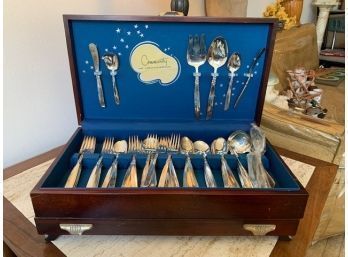 MINT Community Silver Ware South Seas, With Serving Pieces And Walnut Chest!