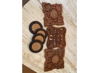 Set Of 3 Wooden Trivets And 4 Coasters
