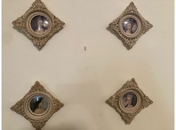 Set Of 4 Vintage Framed Renaissance Women
