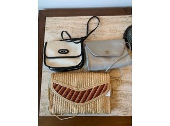 Group Of Three Retro Pocketbooks, One Rattan Like New With Tags Made In Hong Kong!