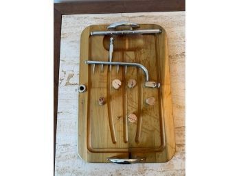 MCM Solid Wood Carving Set, Never Used, Marks Are From Metal Spikes! Needs A Little TLC!