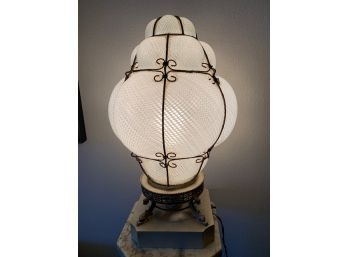 SPECTACULAR ! Amazing Venetian Lantern Converted To Table Lamp In Murano Reticello Glass