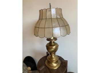 Vintage Capiz Shell And Brass Lamp