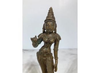 Divine Bronze Sculpture Of Parvati - Indian Goddess Of Fertility, Love & Devotion,