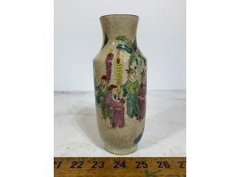 Antique  19th Century Chinese Crackleware Vase With Scene