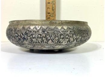 Vintage Large Repousse Metal Bowl