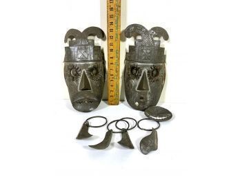 2 Metal Masks With All Parts Possibly Mexican