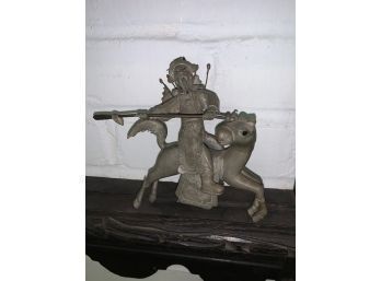 Antique Metal  Asian Warrior On Horse