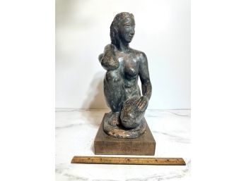 Large Nude Seated Woman Sculpture ~