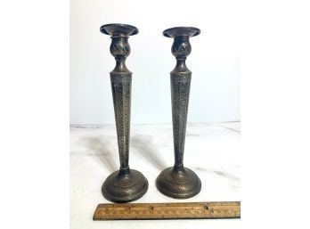 Pair Of Sterling Silver Candle Sticks