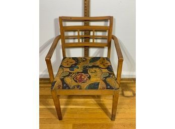 Vintage Wooden Side Chair Newer Upholstery