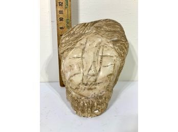 Carved Marble Head Sculpture Signed Sylvia Pines