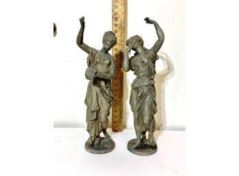 2 Large  Bronze Dancing Woman Statues