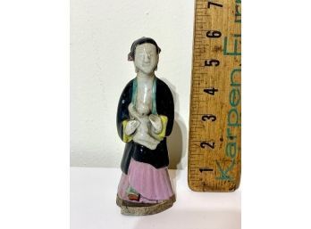 Chinese Mud Woman With Baby Signed On Bottom