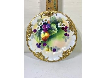 B & H Limoges Floral And Gold Charger Signed