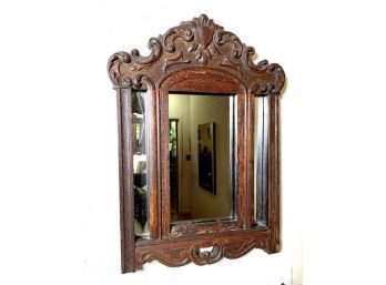 Carved Stained Oak Mirror Late 19th Century