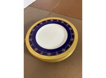 Set Of 6 Plates Minton David Collamore & Co NYC Cobalt And Gold