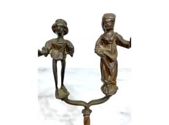 Bronze Double Statue 2 Men Middle Eastern On Stand
