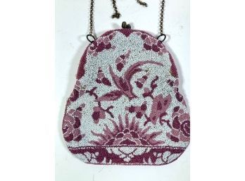 Shade Of Rose! Floral With Bird Beaded Evening Bag