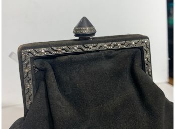 Fabulous Black Evening Bag With Ebony Marcasite  Topped Frame