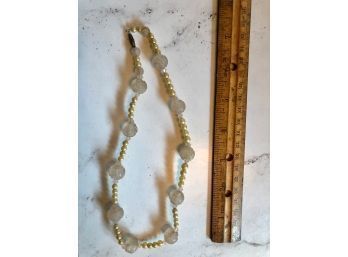 Necklace Carved Quartz With Pearl Necklace