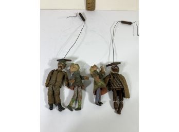 Rare Group Of Antique Marionettes  Hansel And Gretel The Big Bad Wolf And The Father