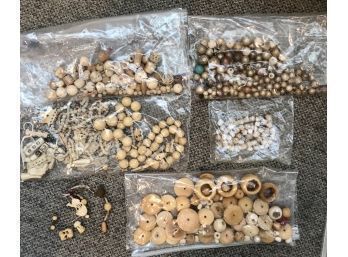 ***incredible Lot Of Carved Bone, Wood Etc Beads