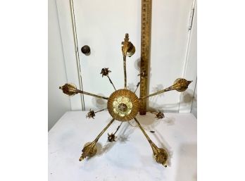 Vintage Chandelier! Brass And Wood
