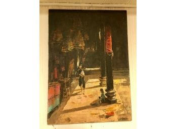 Oil On Canvas Street Scene  Vietnam  Signed Lower Right
