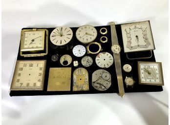 Lot Of Vintage Watch Parts And A Watch Gorham, Westclox, Arista, Etc