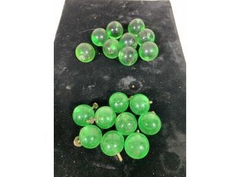 Vintage Collection Of Green Glass Balls And Frame Stabilizers!