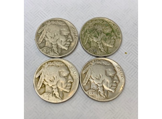 Lot Of  4 Indian Head Nickels