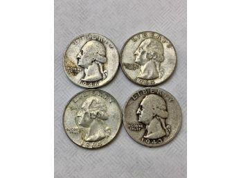 Washington Quarters '43, '46, 2 @ '64 ~ 1 - '64 Mint Denver